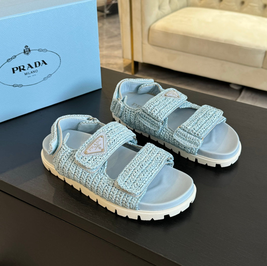PRA CROCHET SANDALS SKY CALFSKIN - 35