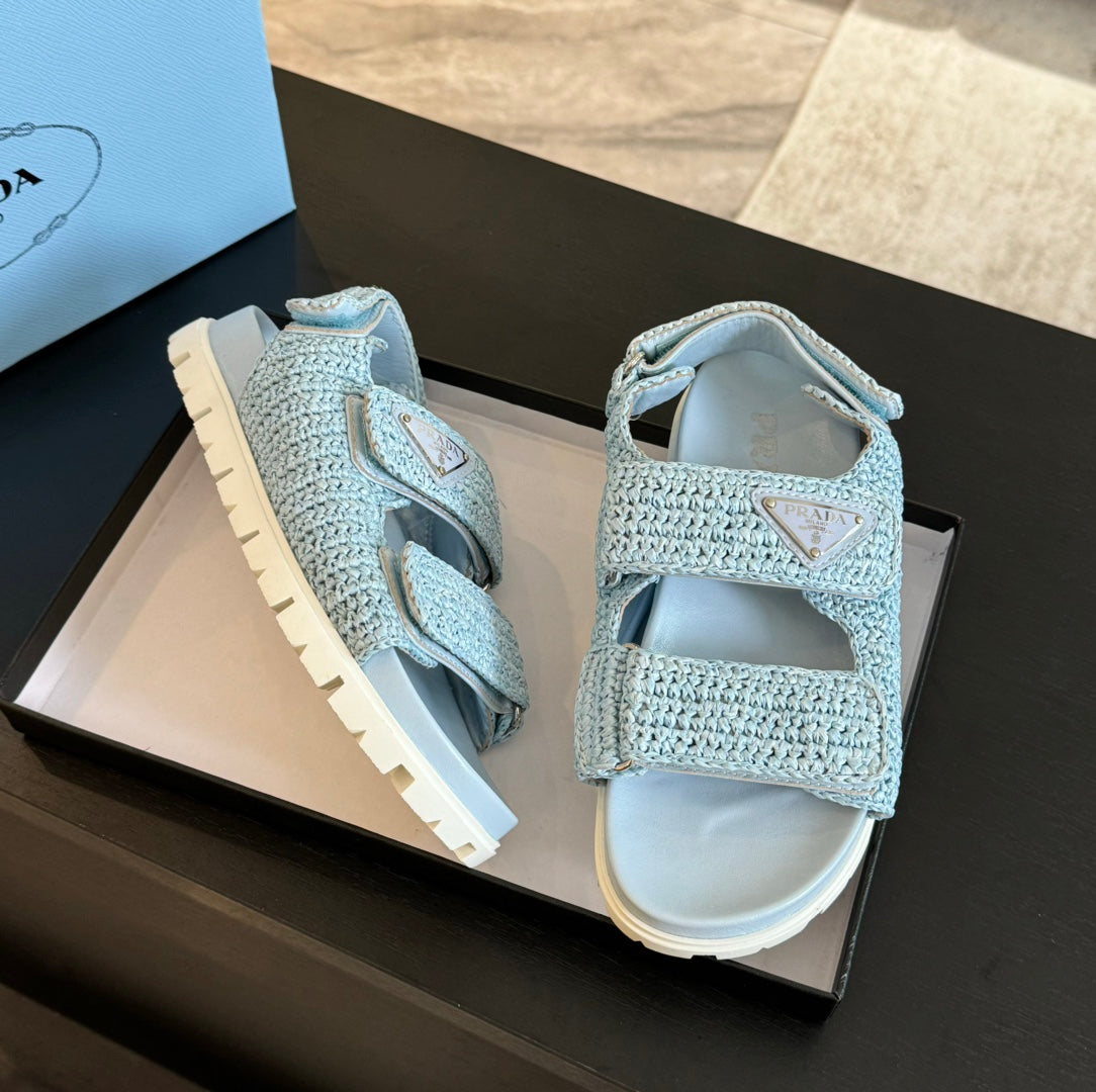 PRA CROCHET SANDALS SKY CALFSKIN - 35