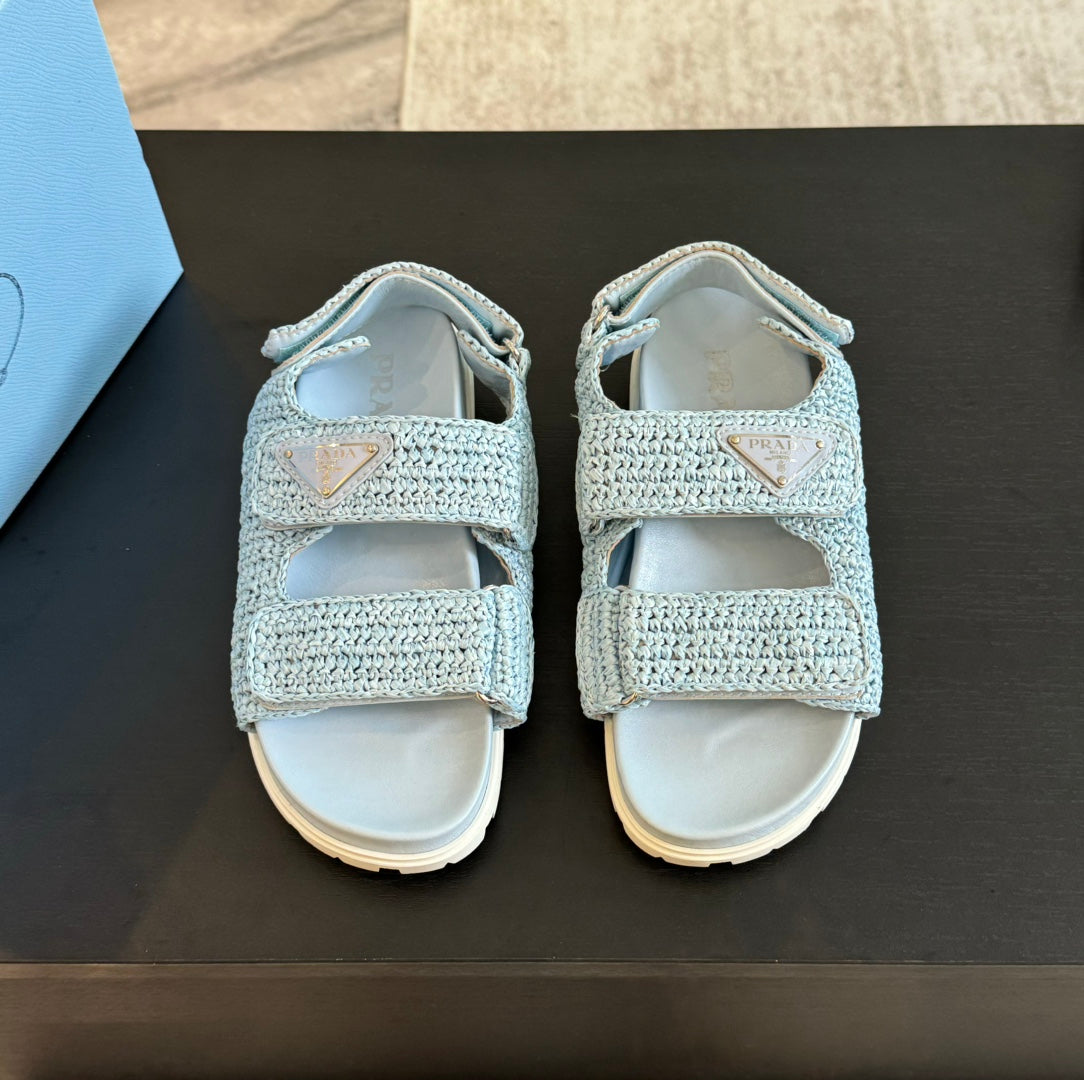 PRA CROCHET SANDALS SKY CALFSKIN - 35