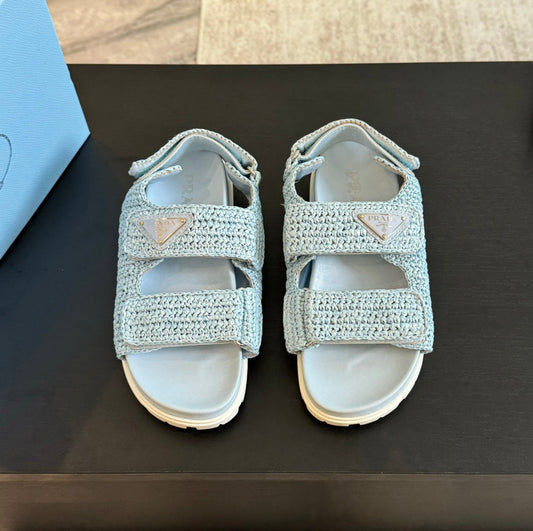 PRA CROCHET SANDALS SKY CALFSKIN - 35