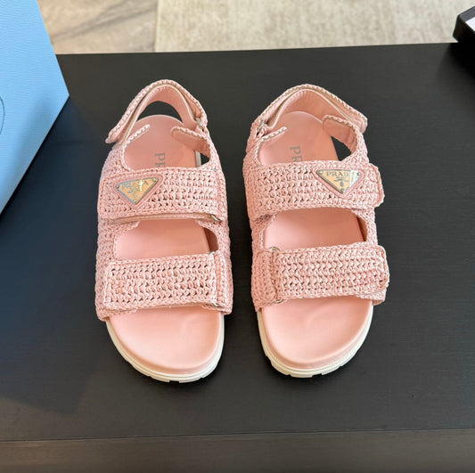 PRA CROCHET SANDALS LIGHT PINK CALFSKIN - 35