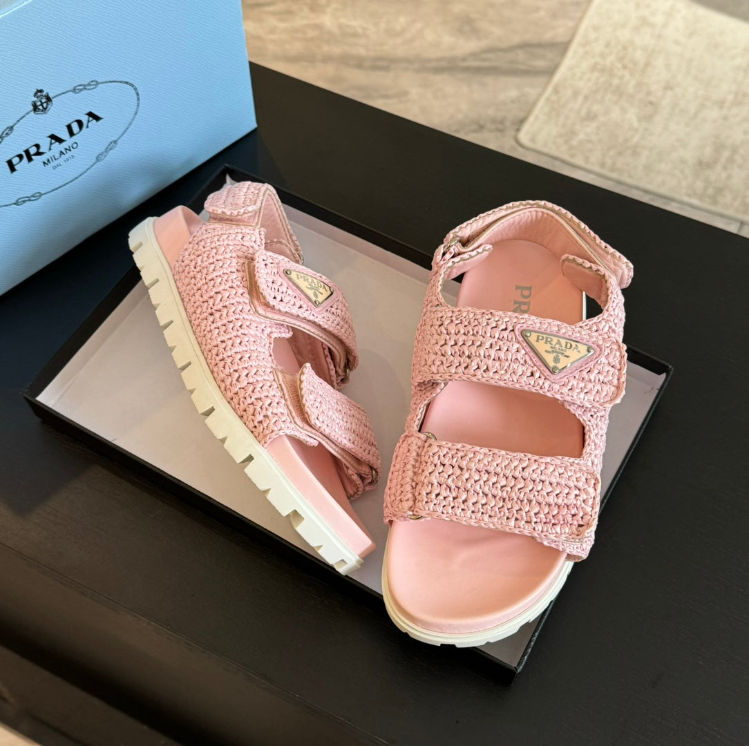 PRA CROCHET SANDALS LIGHT PINK CALFSKIN - 35