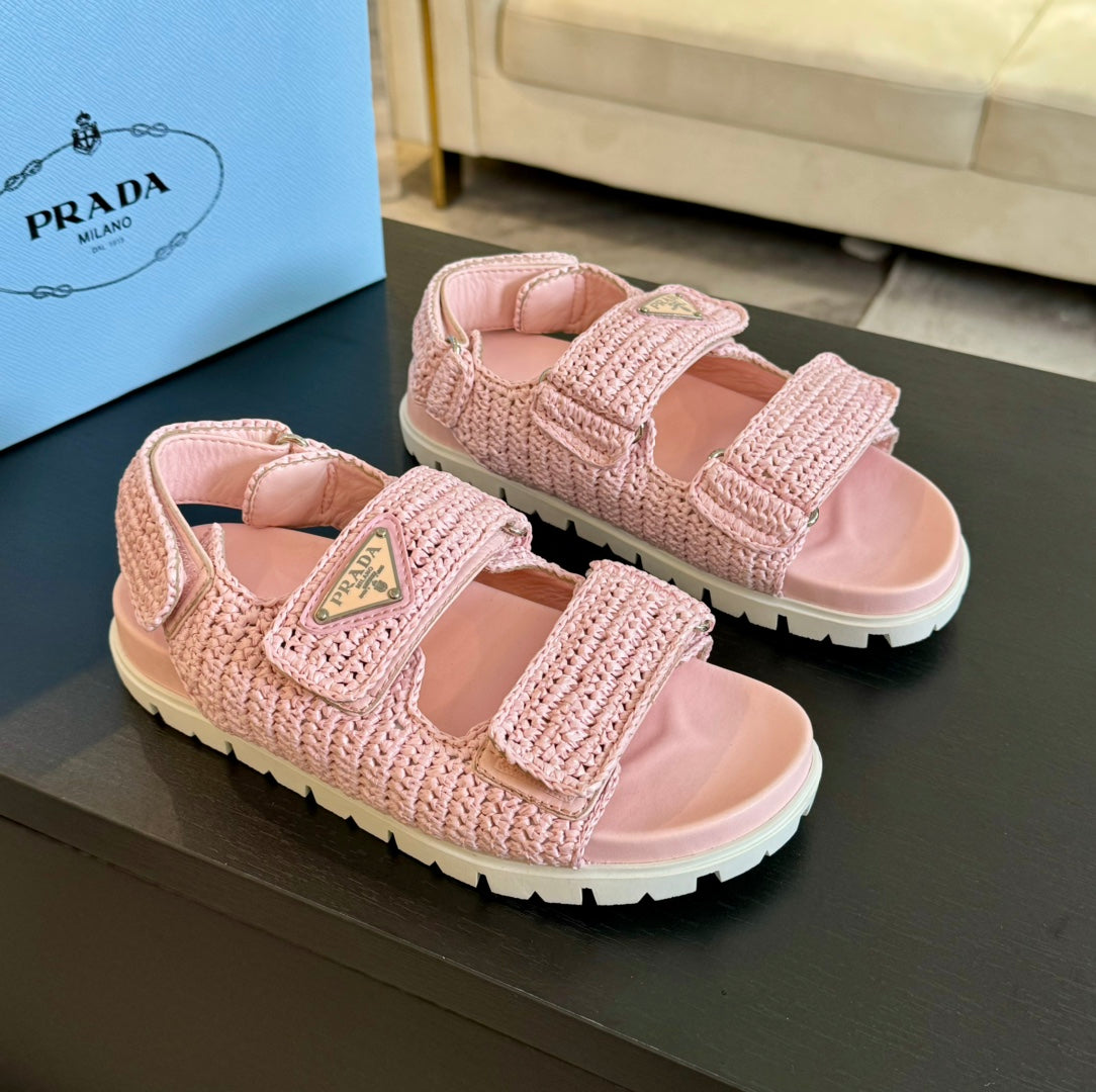 PRA CROCHET SANDALS LIGHT PINK CALFSKIN - 35