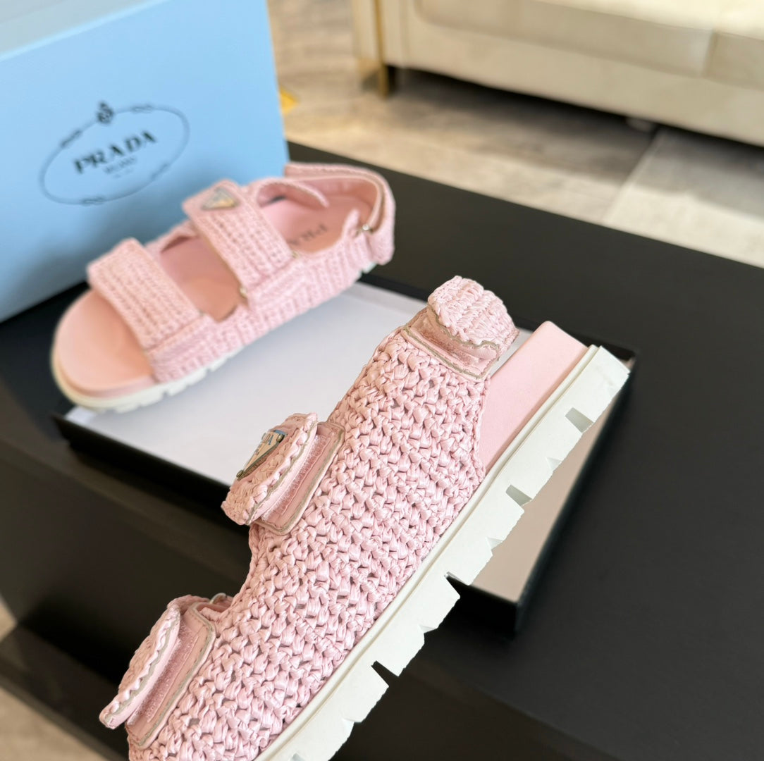 PRA CROCHET SANDALS LIGHT PINK CALFSKIN - 35