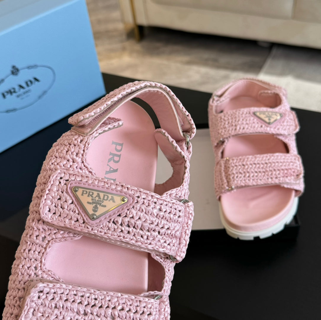 PRA CROCHET SANDALS LIGHT PINK CALFSKIN - 35