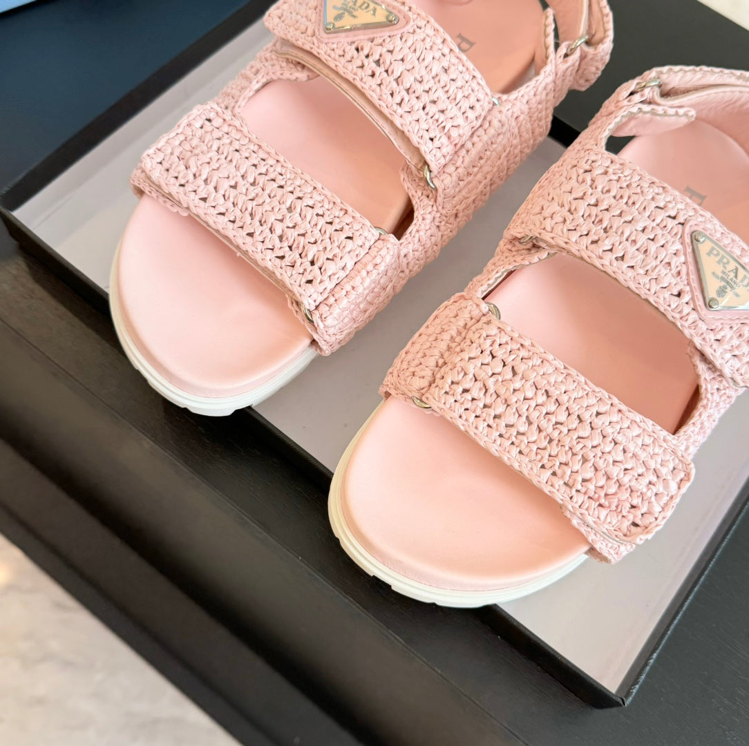 PRA CROCHET SANDALS LIGHT PINK CALFSKIN - 35