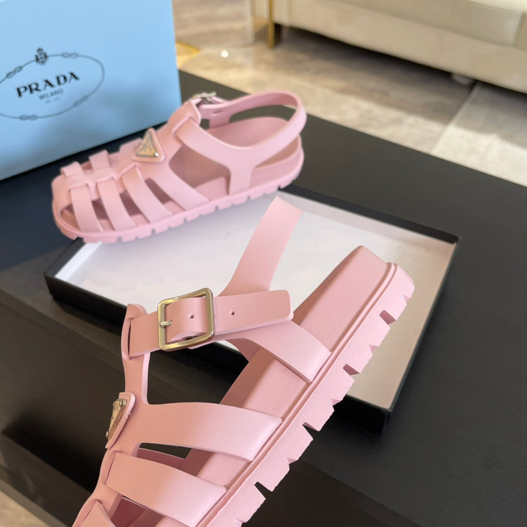 PRA RUBBER FISHERMAN SANDALS LIGHT PINK CALFSKIN - 35