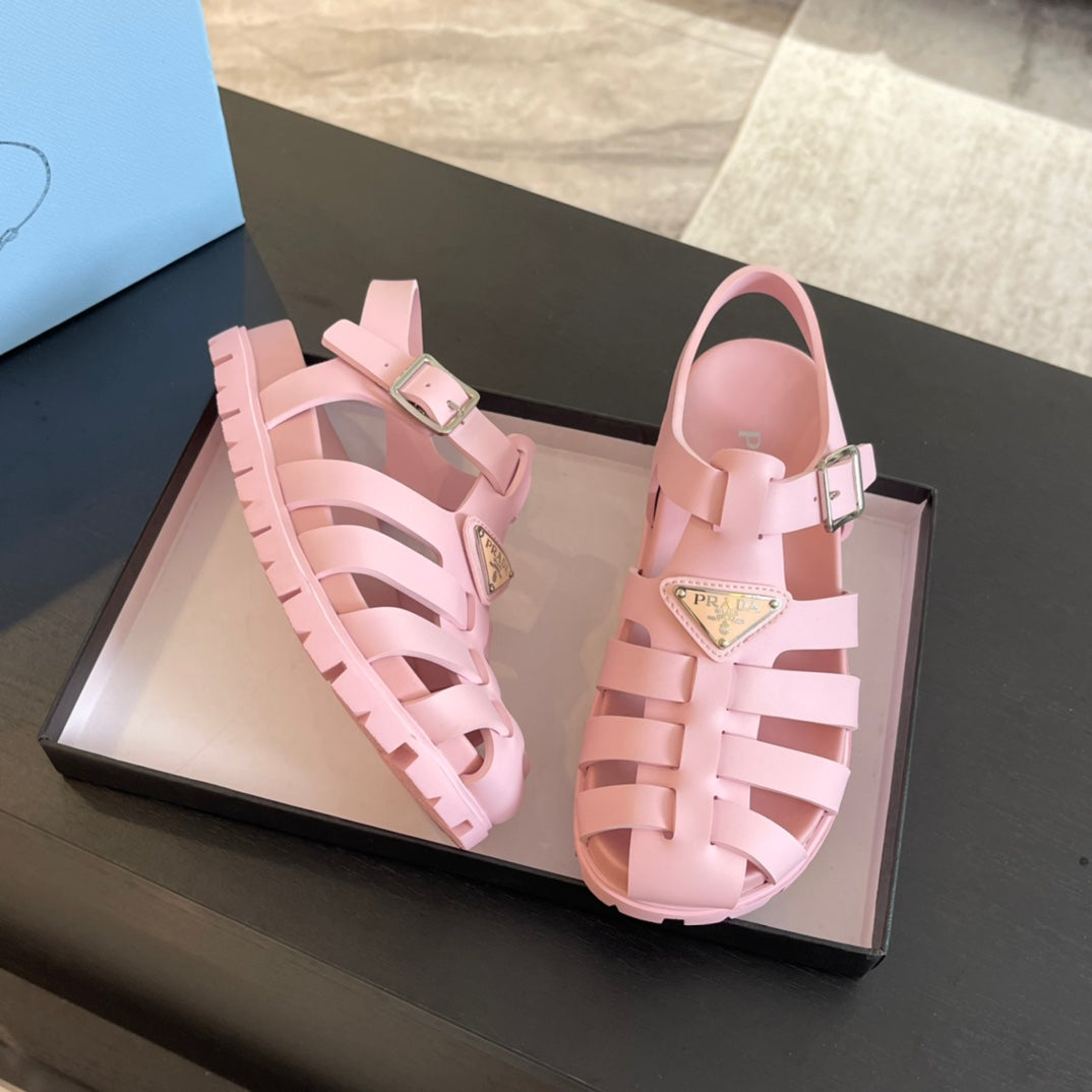 PRA RUBBER FISHERMAN SANDALS LIGHT PINK CALFSKIN - 35