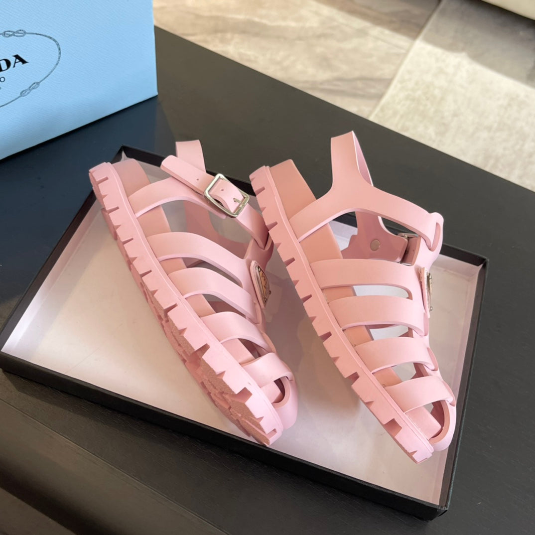 PRA RUBBER FISHERMAN SANDALS LIGHT PINK CALFSKIN - 35