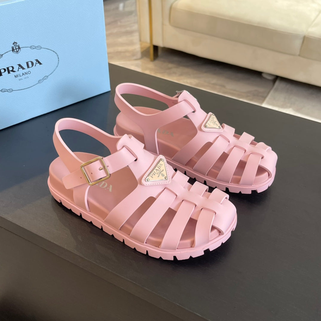 PRA RUBBER FISHERMAN SANDALS LIGHT PINK CALFSKIN - 35