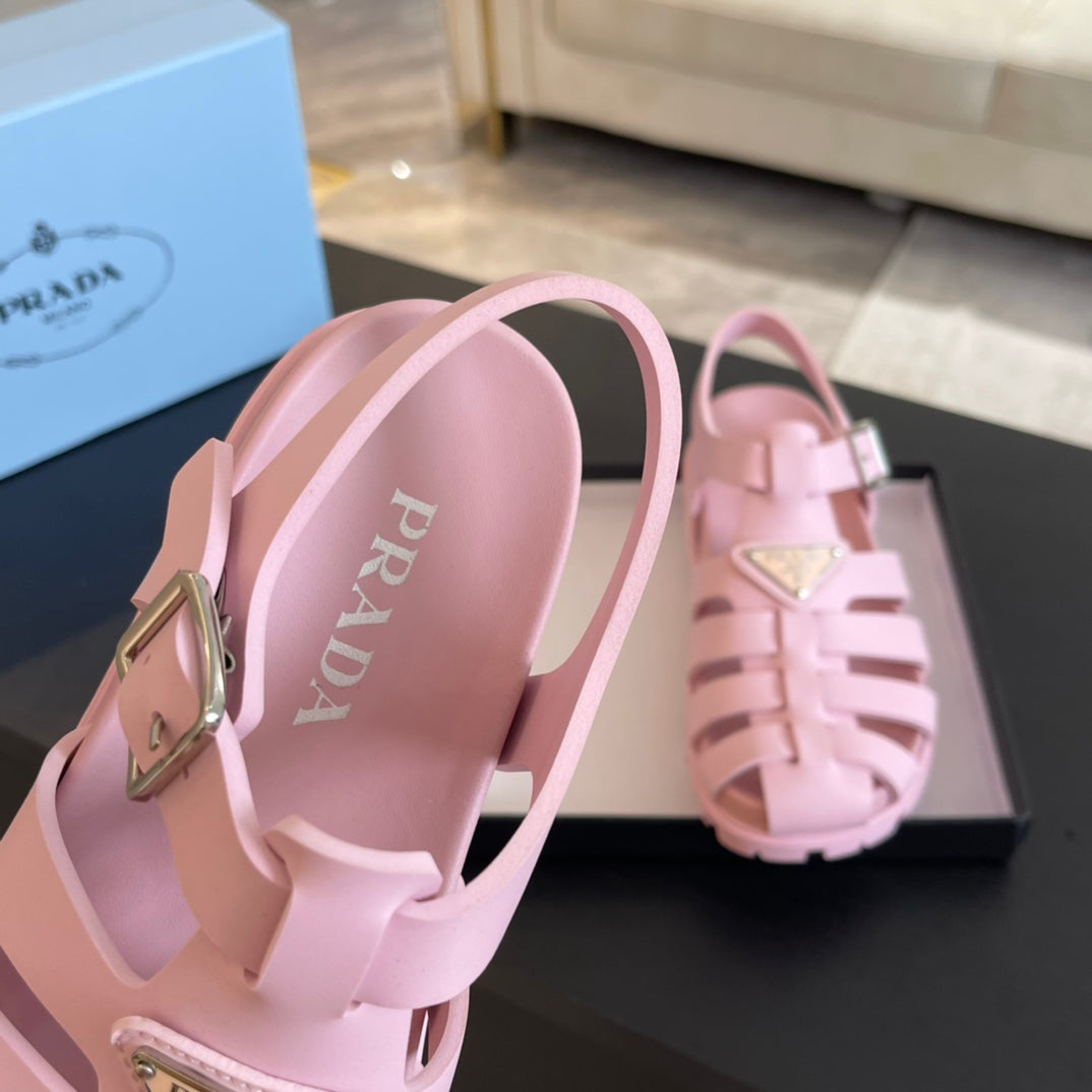 PRA RUBBER FISHERMAN SANDALS LIGHT PINK CALFSKIN - 35