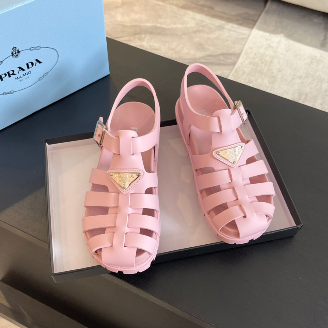 PRA RUBBER FISHERMAN SANDALS LIGHT PINK CALFSKIN - 35