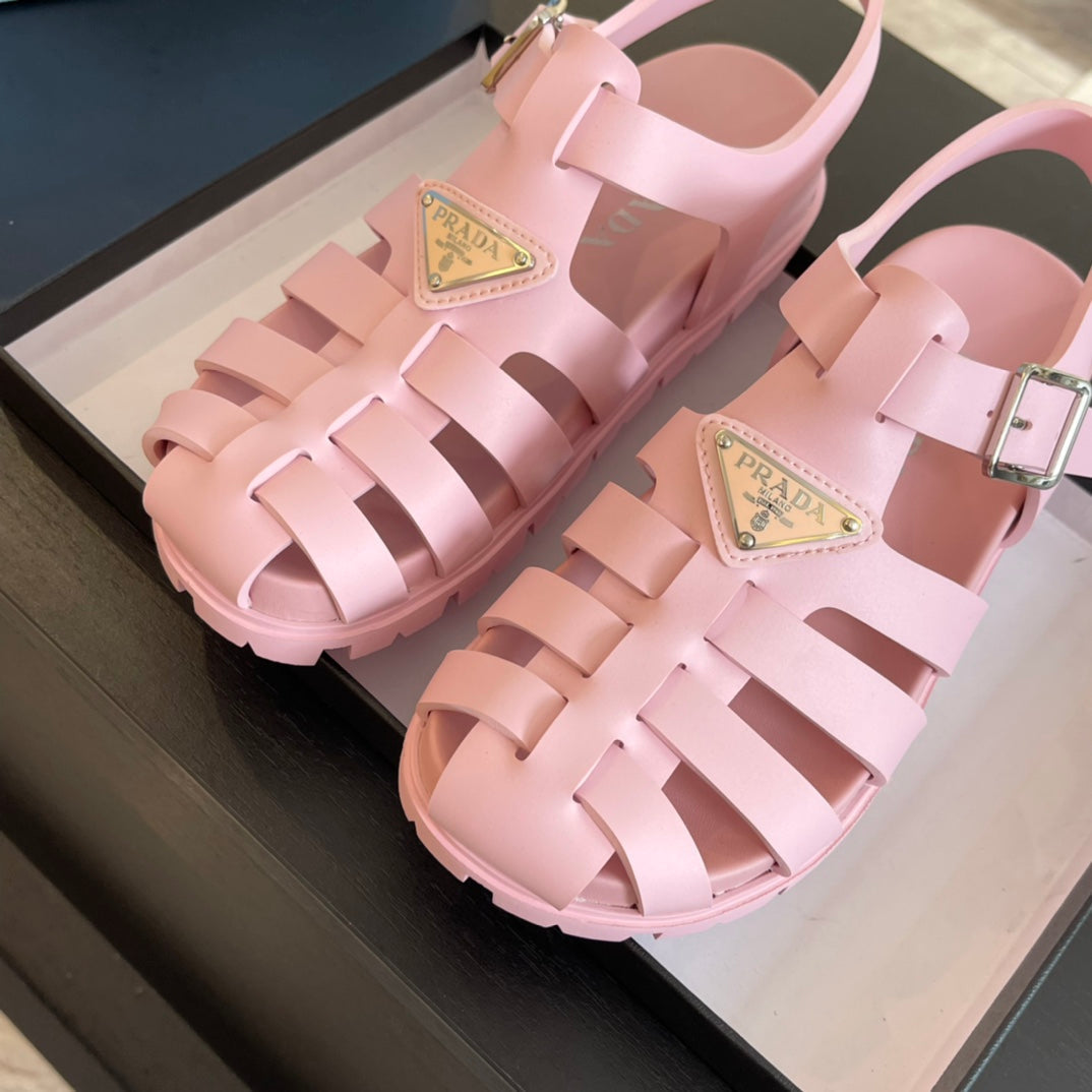 PRA RUBBER FISHERMAN SANDALS LIGHT PINK CALFSKIN - 35