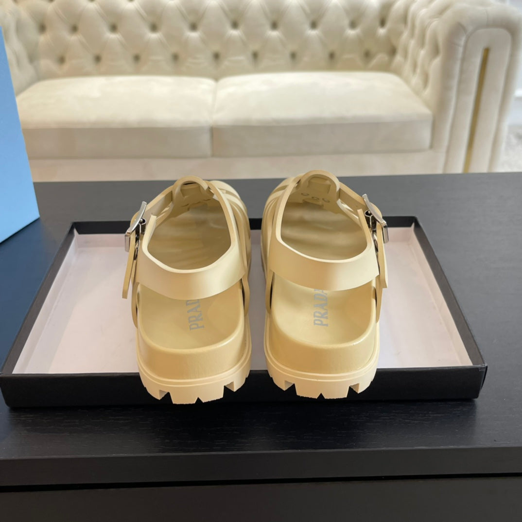 PRA RUBBER FISHERMAN SANDALS BEIGE CALFSKIN - 35