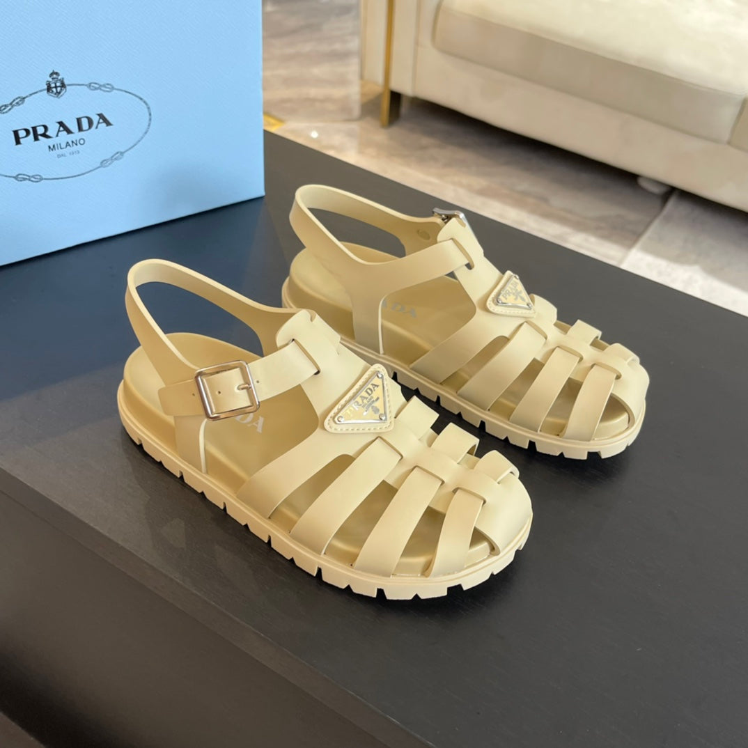 PRA RUBBER FISHERMAN SANDALS BEIGE CALFSKIN - 35