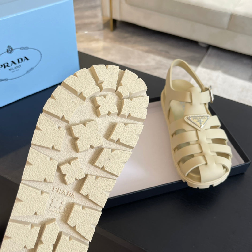PRA RUBBER FISHERMAN SANDALS BEIGE CALFSKIN - 35