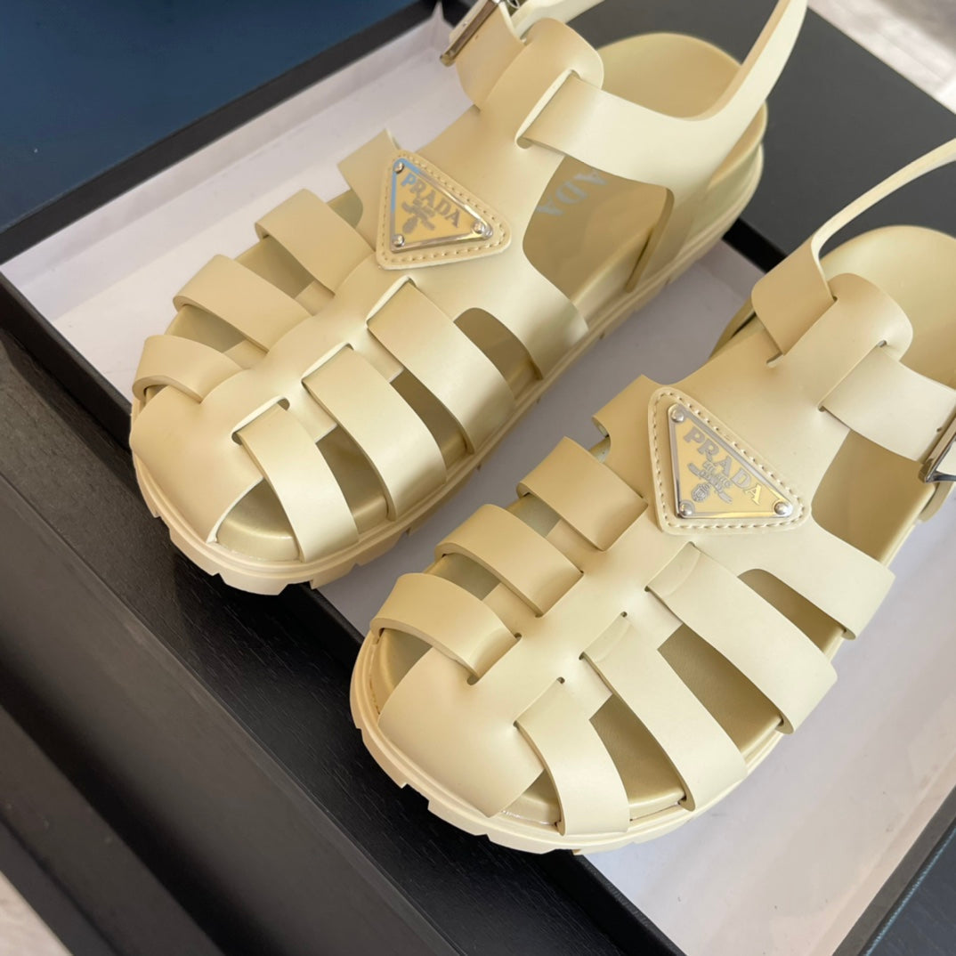 PRA RUBBER FISHERMAN SANDALS BEIGE CALFSKIN - 35