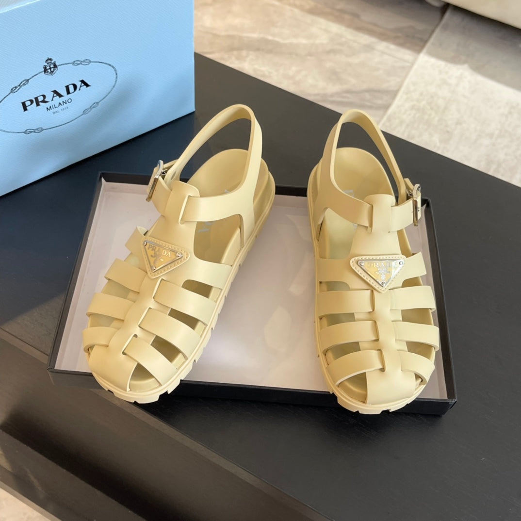 PRA RUBBER FISHERMAN SANDALS BEIGE CALFSKIN - 35
