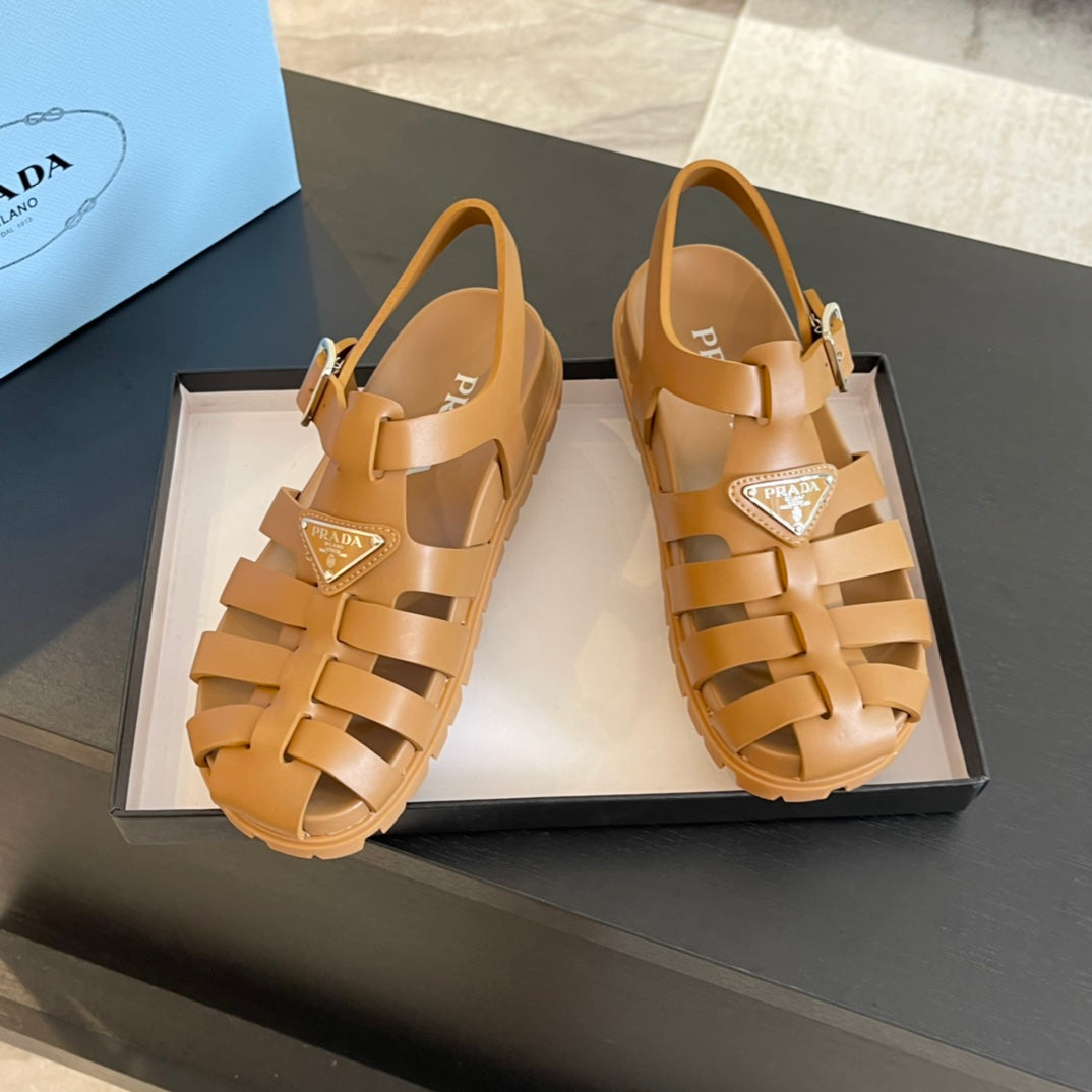 PRA RUBBER FISHERMAN SANDALS BRONZE CALFSKIN - 35