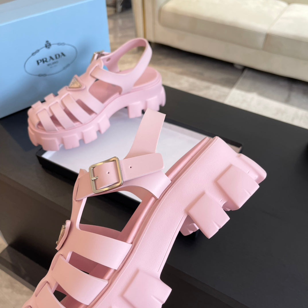 PRA RUBBER MONOLITH SANDALS LIGHT PINK CALFSKIN - 35