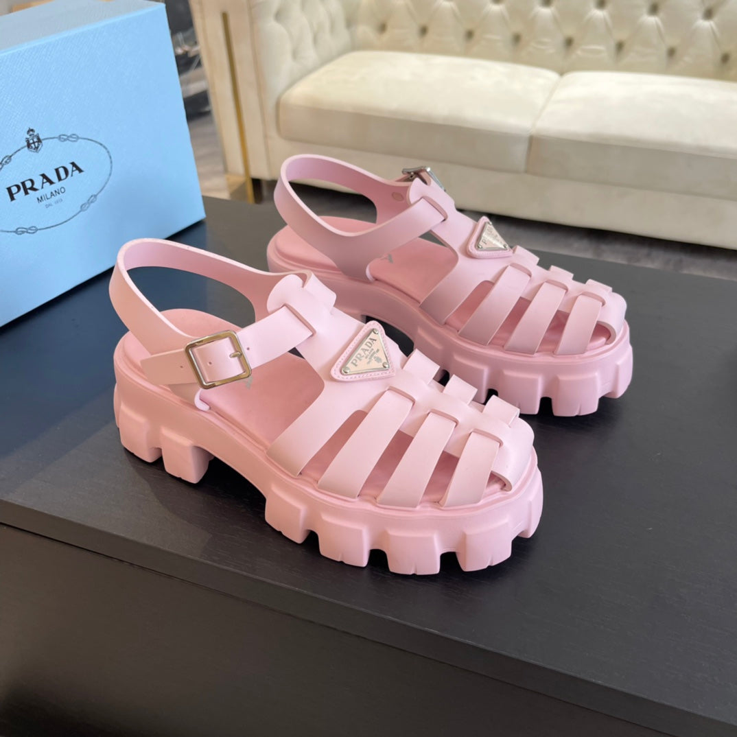 PRA RUBBER MONOLITH SANDALS LIGHT PINK CALFSKIN - 35