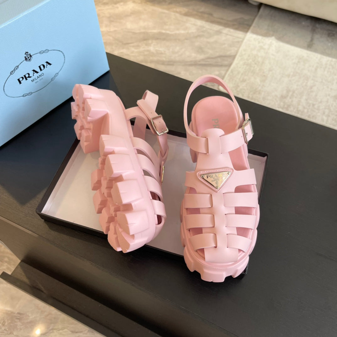 PRA RUBBER MONOLITH SANDALS LIGHT PINK CALFSKIN - 35