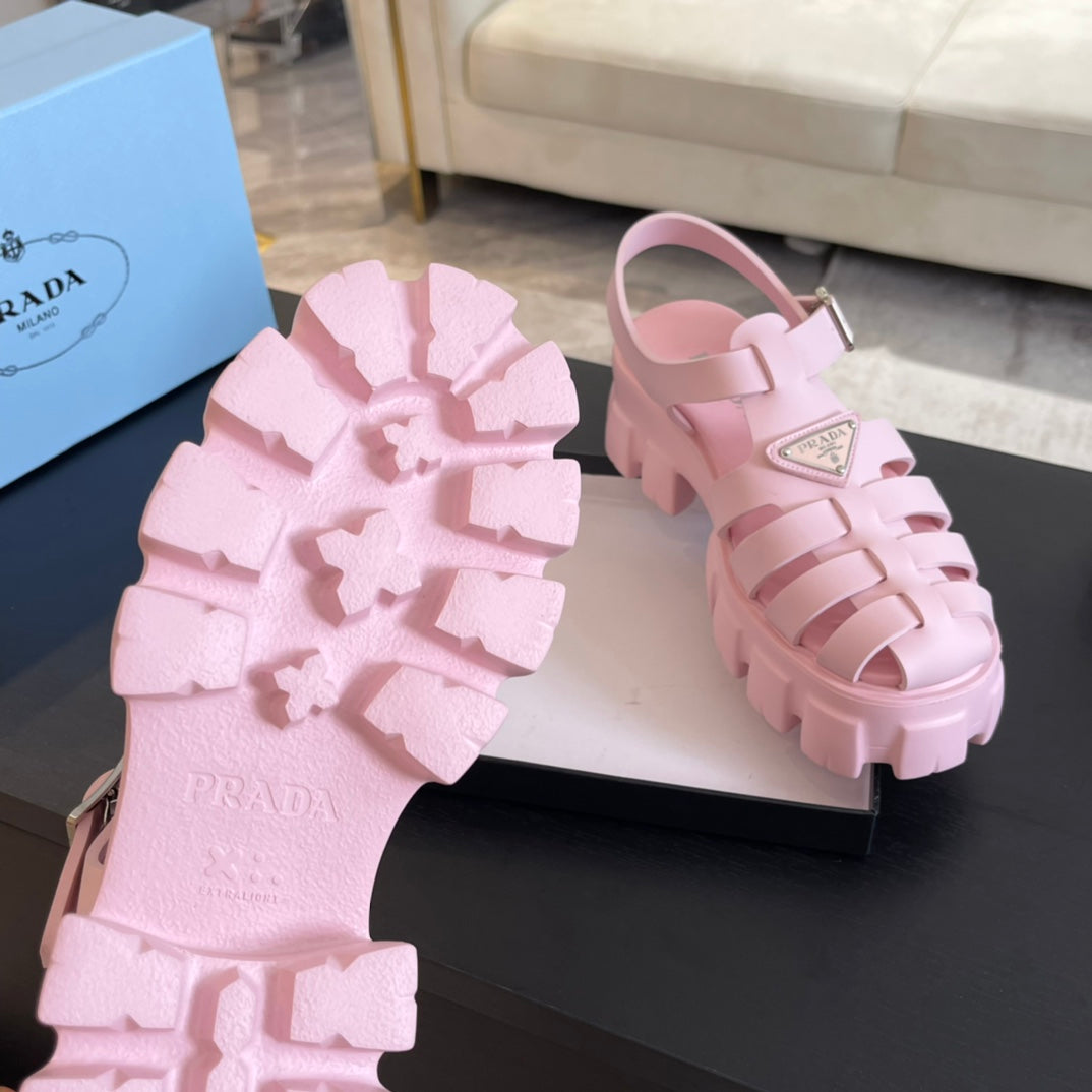 PRA RUBBER MONOLITH SANDALS LIGHT PINK CALFSKIN - 35