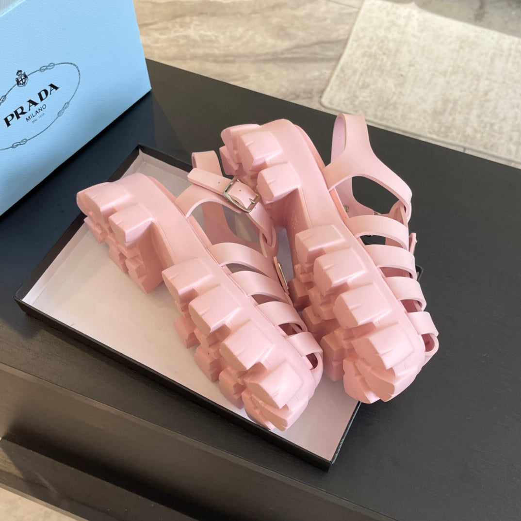 PRA RUBBER MONOLITH SANDALS LIGHT PINK CALFSKIN - 35