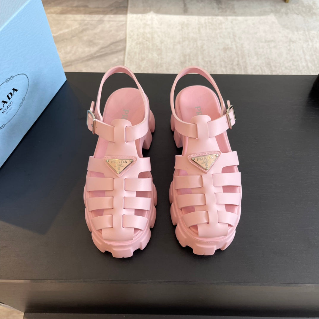 PRA RUBBER MONOLITH SANDALS LIGHT PINK CALFSKIN - 35