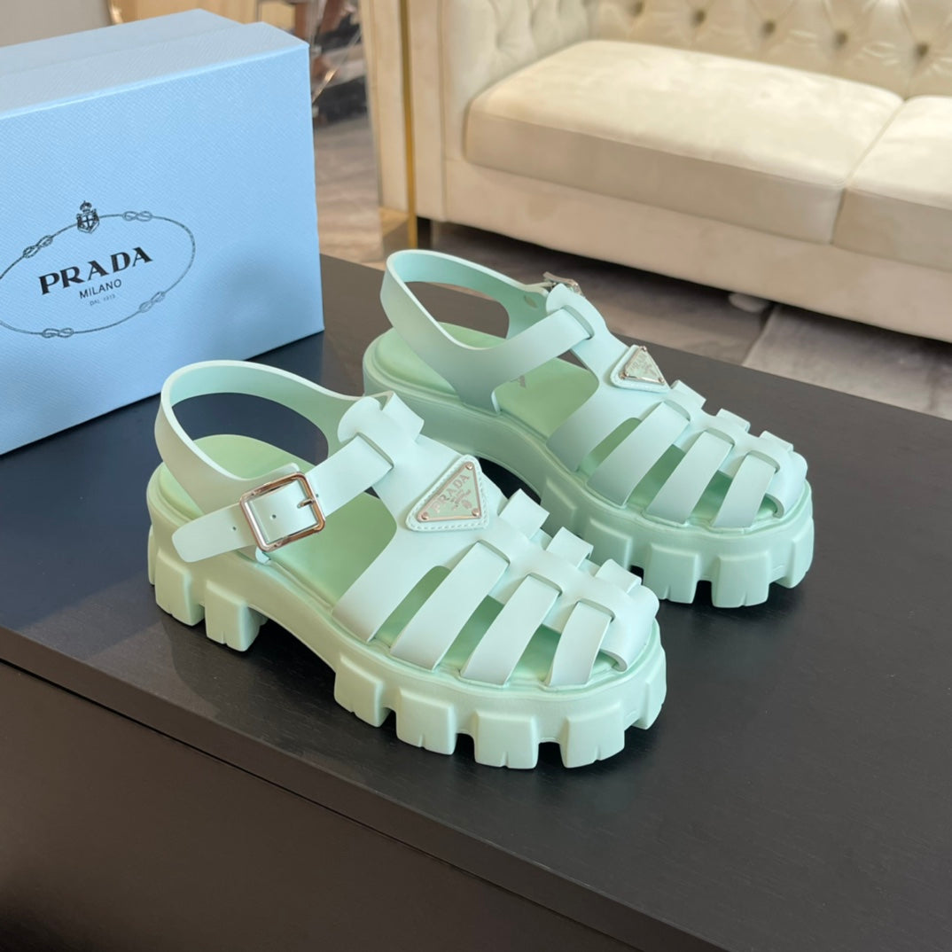 PRA RUBBER MONOLITH SANDALS MINT CALFSKIN - 35