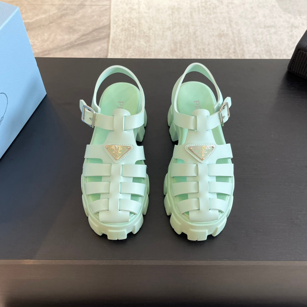 PRA RUBBER MONOLITH SANDALS MINT CALFSKIN - 35
