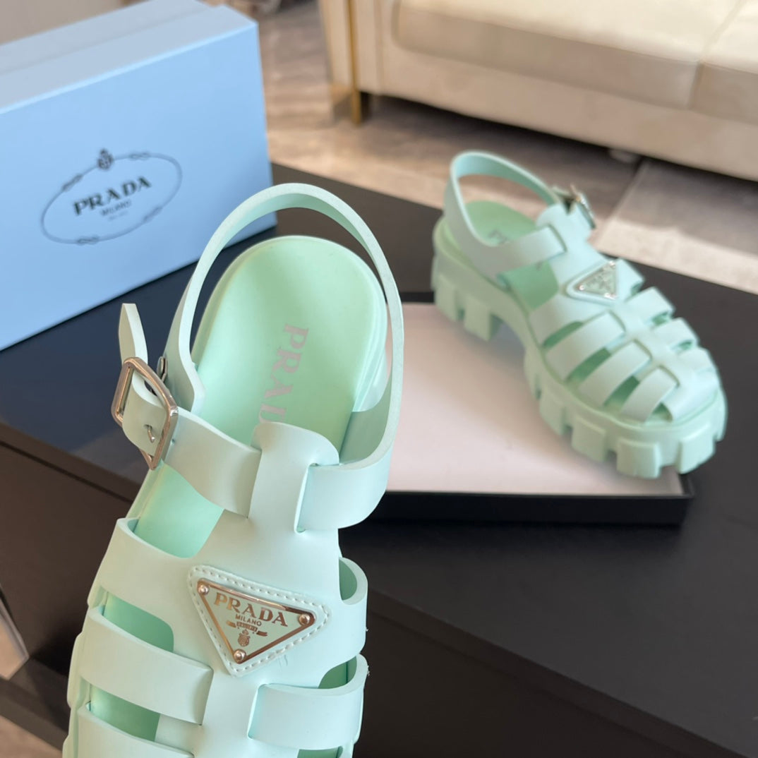 PRA RUBBER MONOLITH SANDALS MINT CALFSKIN - 35