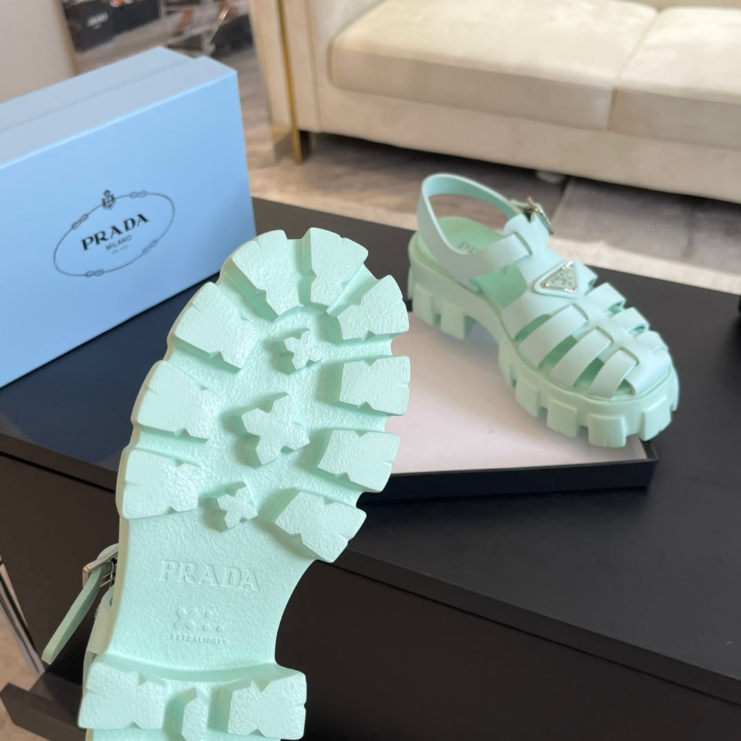 PRA RUBBER MONOLITH SANDALS MINT CALFSKIN - 35
