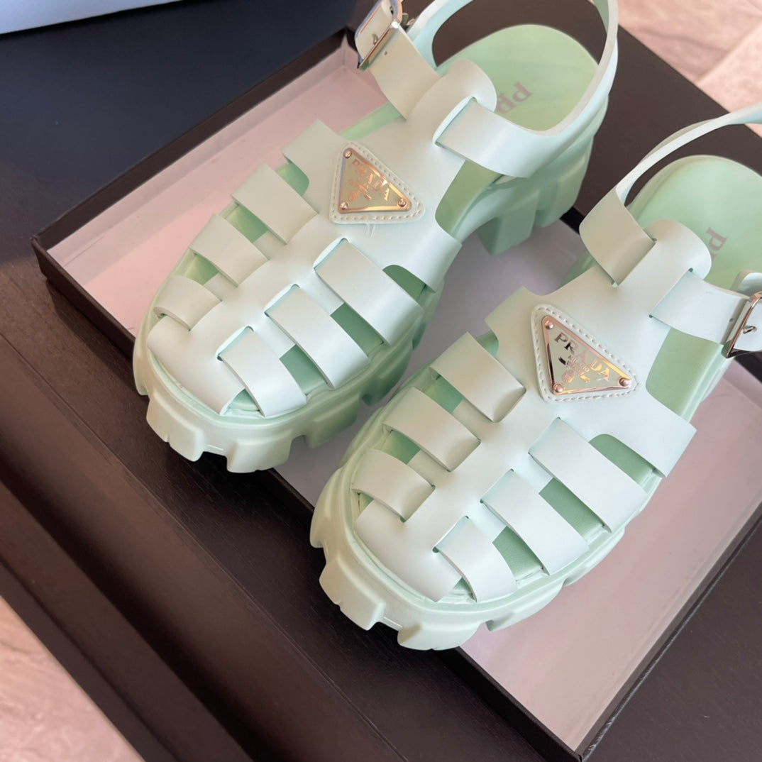PRA RUBBER MONOLITH SANDALS MINT CALFSKIN - 35