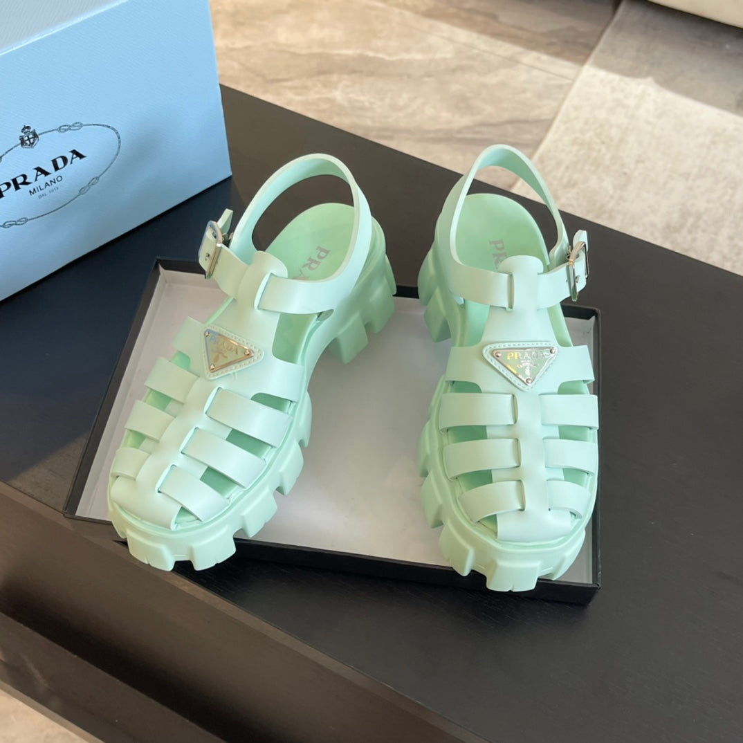 PRA RUBBER MONOLITH SANDALS MINT CALFSKIN - 35