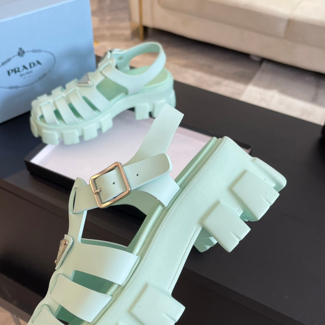 PRA RUBBER MONOLITH SANDALS MINT CALFSKIN - 35