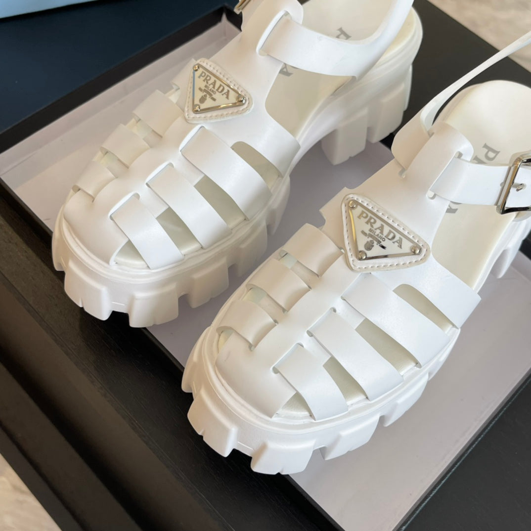 PRA RUBBER MONOLITH SANDALS WHITE CALFSKIN - 35