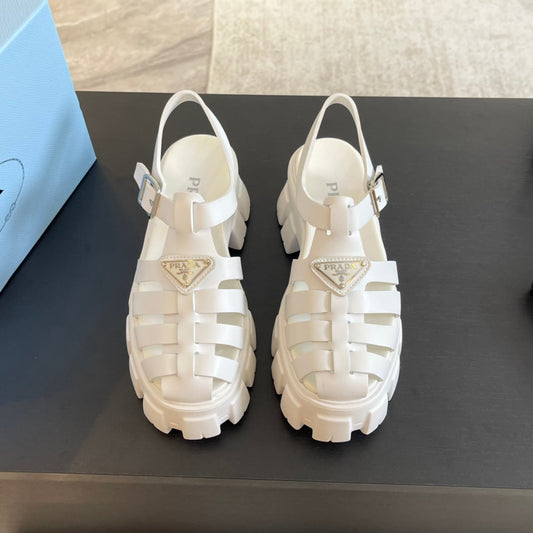 PRA RUBBER MONOLITH SANDALS WHITE CALFSKIN - 35