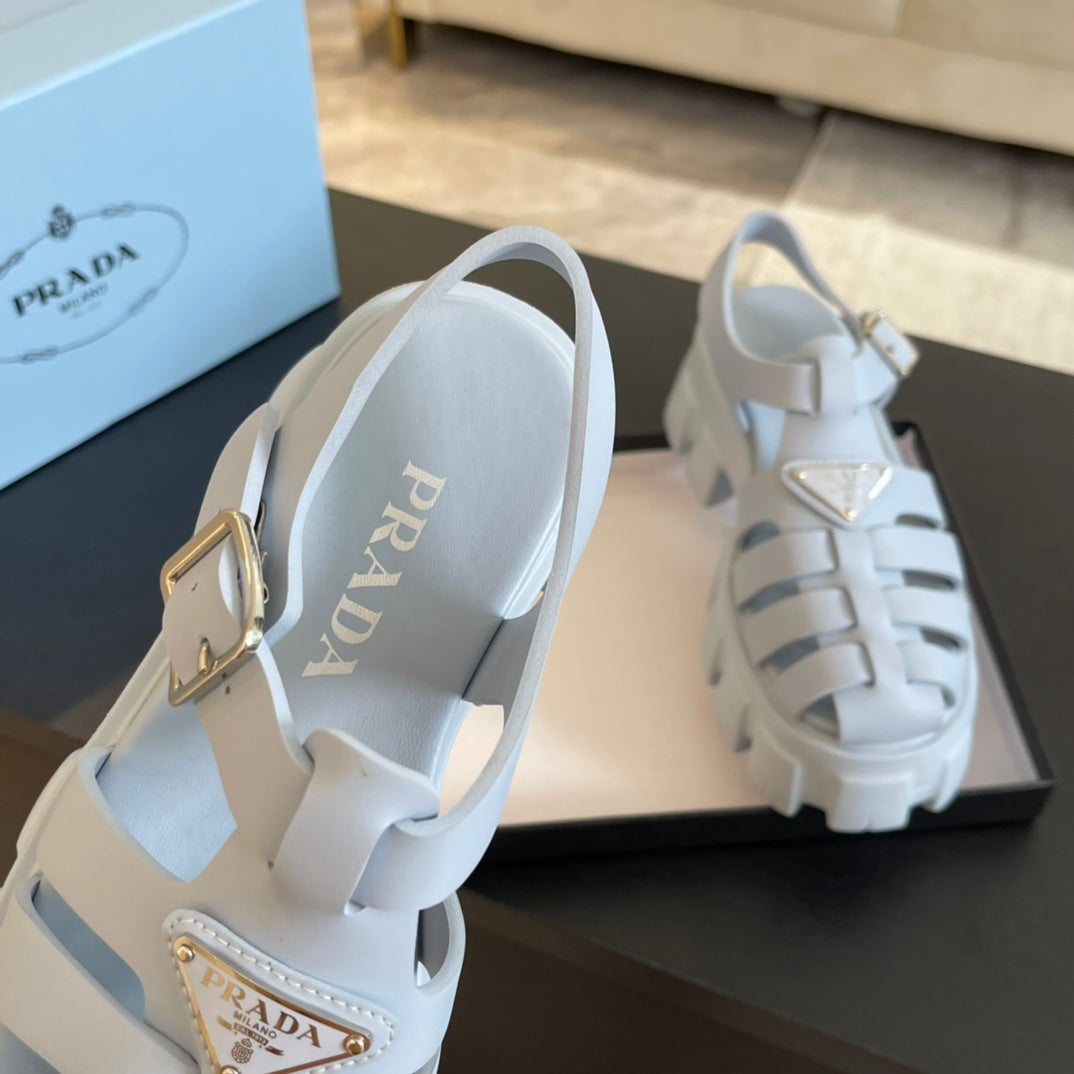PRA RUBBER MONOLITH SANDALS PASTEL BLUE CALFSKIN - 35