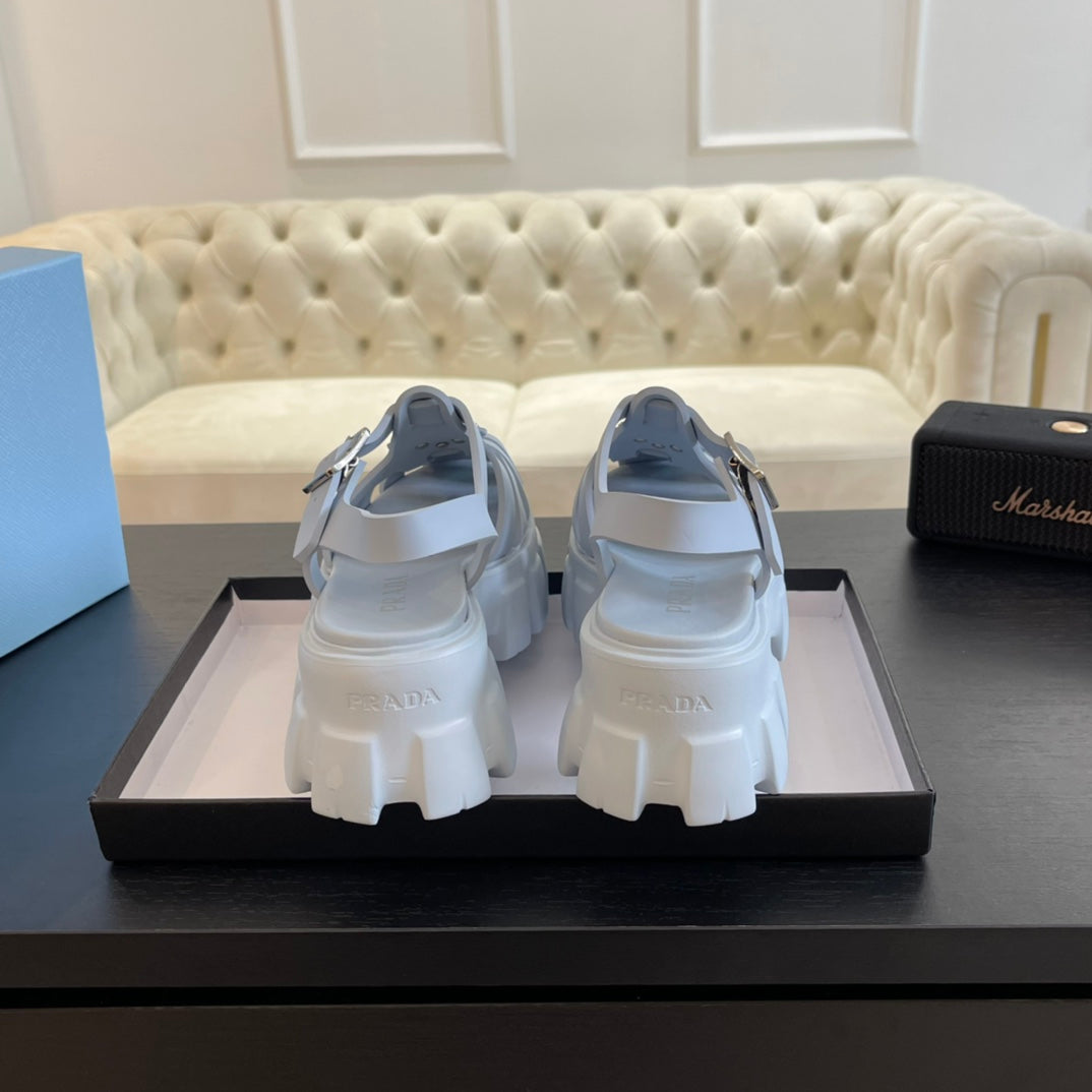 PRA RUBBER MONOLITH SANDALS PASTEL BLUE CALFSKIN - 35