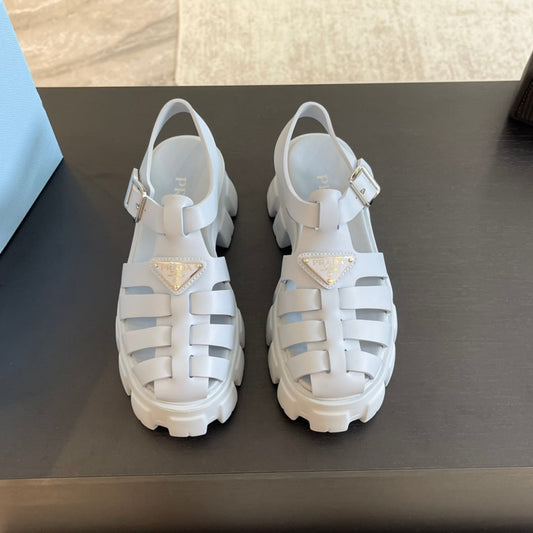 PRA RUBBER MONOLITH SANDALS PASTEL BLUE CALFSKIN - 35