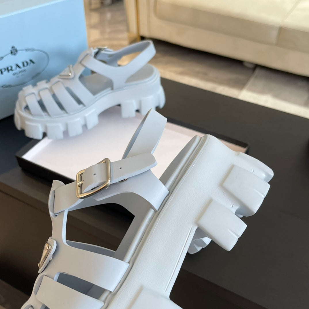 PRA RUBBER MONOLITH SANDALS PASTEL BLUE CALFSKIN - 35