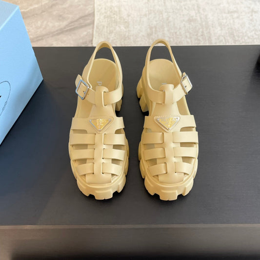 PRA RUBBER MONOLITH SANDALS CREAMY WHITE CALFSKIN - 35