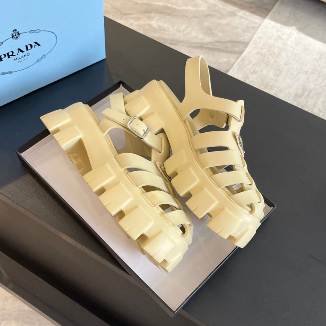 PRA RUBBER MONOLITH SANDALS CREAMY WHITE CALFSKIN - 35