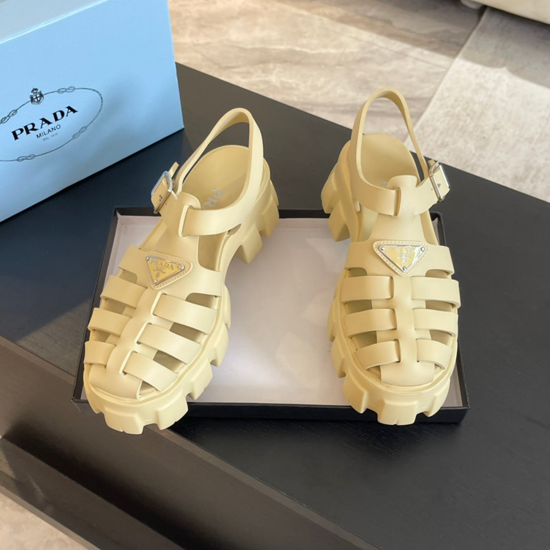 PRA RUBBER MONOLITH SANDALS CREAMY WHITE CALFSKIN - 35