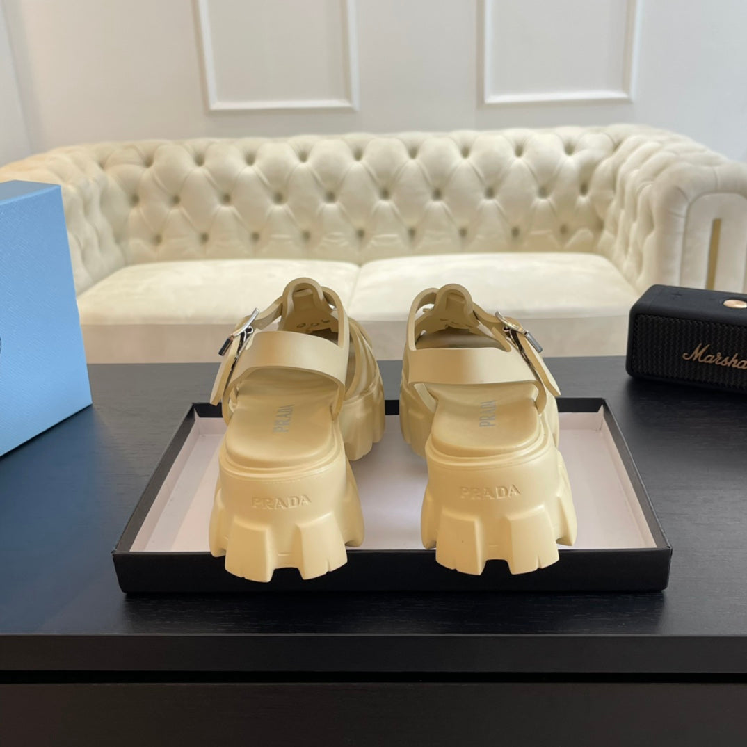 PRA RUBBER MONOLITH SANDALS CREAMY WHITE CALFSKIN - 35