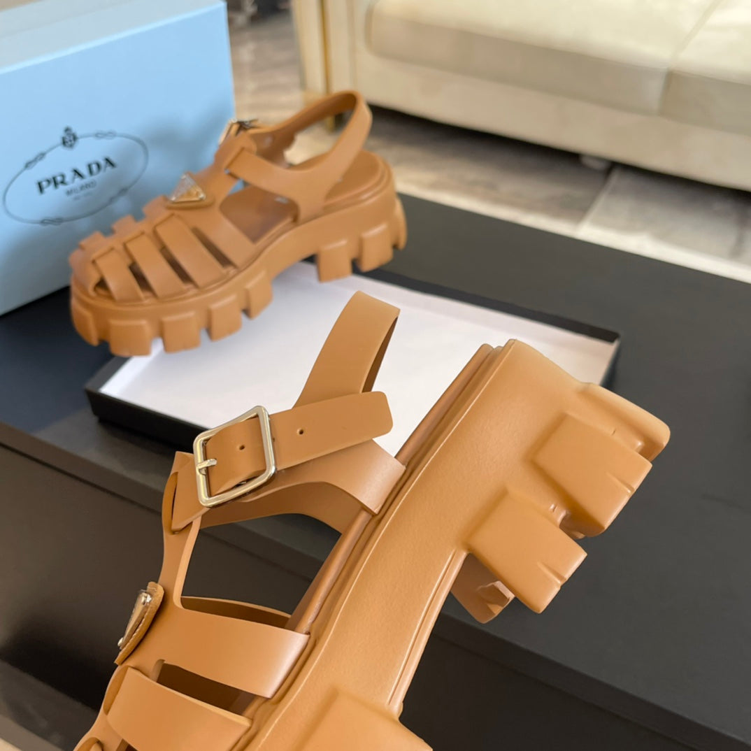 PRA RUBBER MONOLITH SANDALS BRONZE CALFSKIN - 35