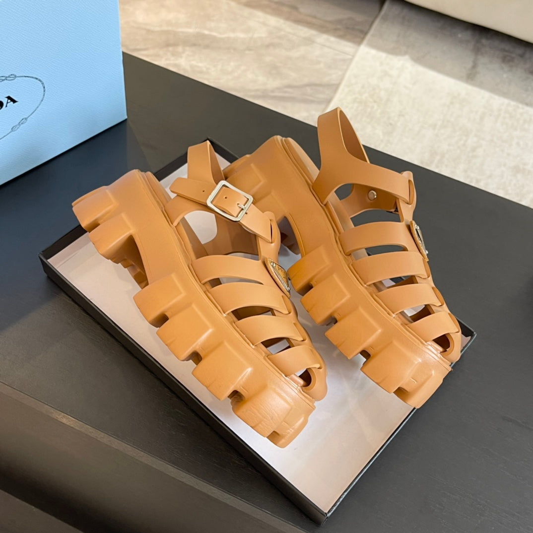 PRA RUBBER MONOLITH SANDALS BRONZE CALFSKIN - 35