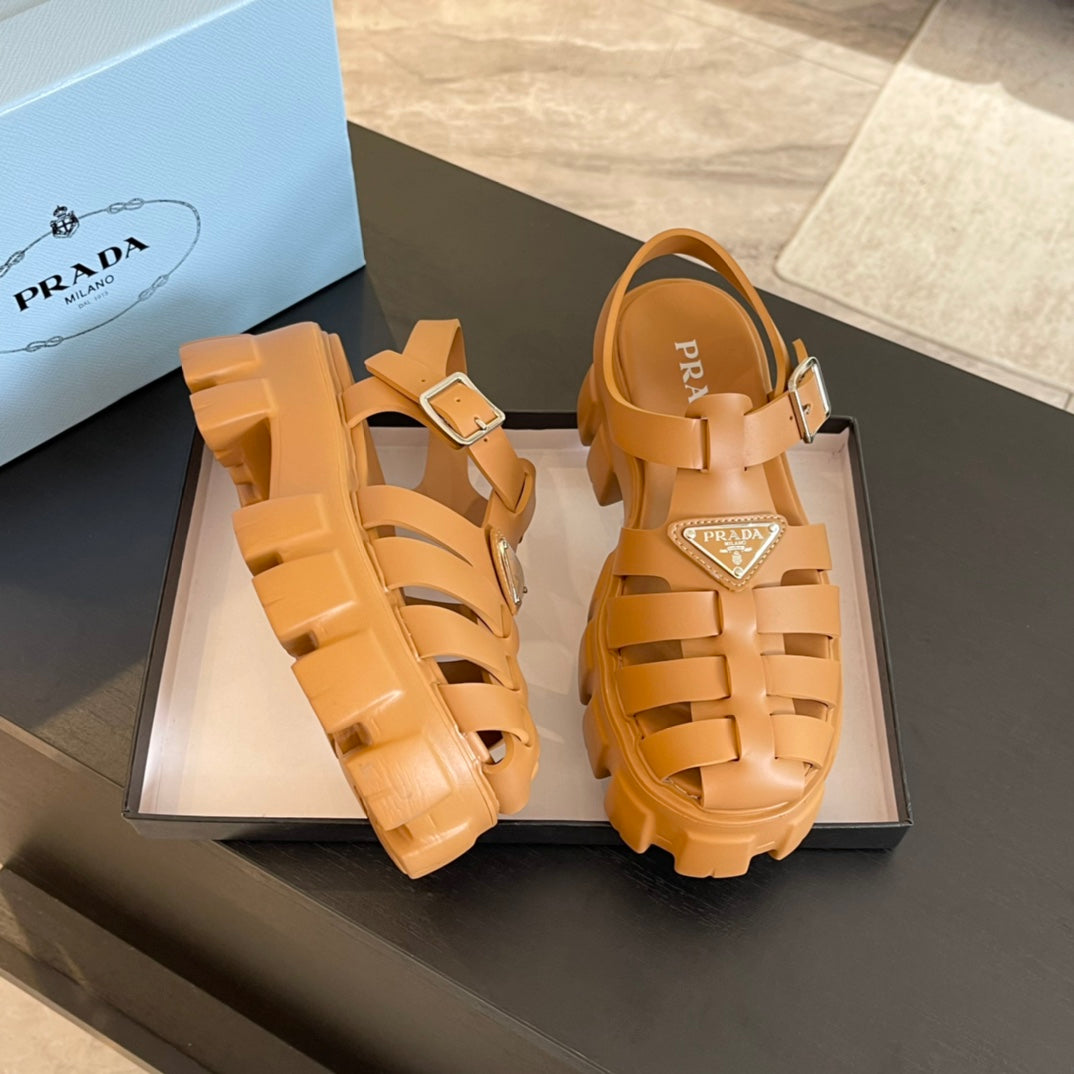 PRA RUBBER MONOLITH SANDALS BRONZE CALFSKIN - 35