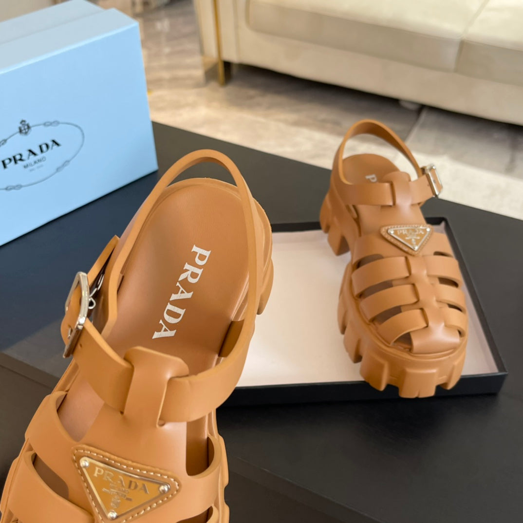 PRA RUBBER MONOLITH SANDALS BRONZE CALFSKIN - 35